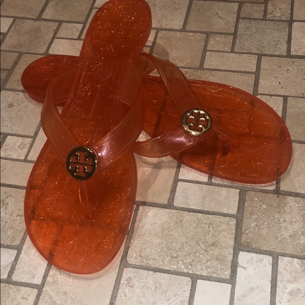 Orange Tory Burch Waterproof Flipflops